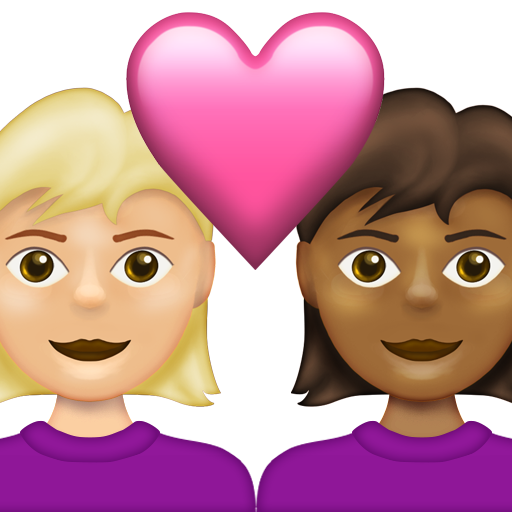 Couple with Heart: Woman, Woman, Medium-Light Skin Tone, Medium-Dark Skin Tone