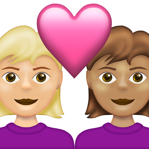 Couple with Heart: Woman, Woman, Medium-Light Skin Tone, Medium Skin Tone