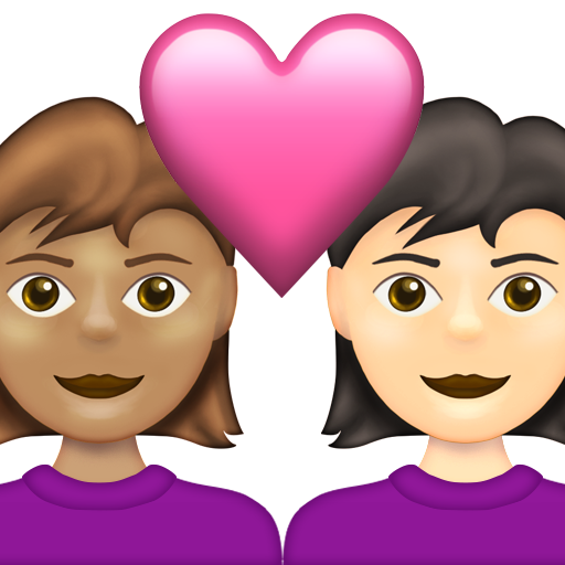 Couple with Heart: Woman, Woman, Medium Skin Tone, Light Skin Tone