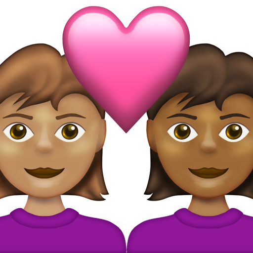 Couple with Heart: Woman, Woman, Medium Skin Tone, Medium-Dark Skin Tone