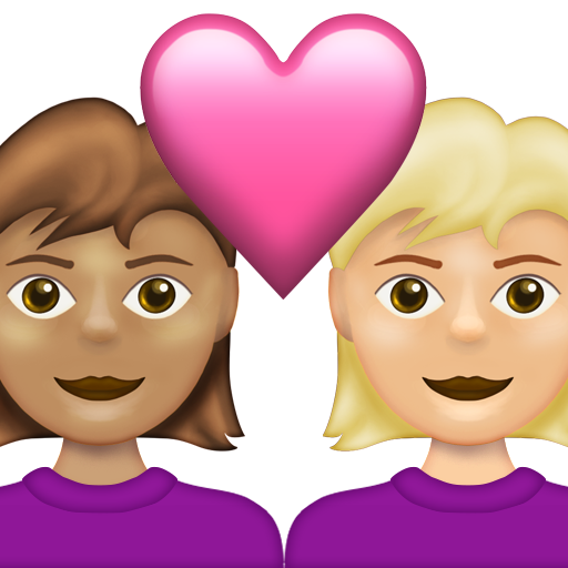 Couple with Heart: Woman, Woman, Medium Skin Tone, Medium-Light Skin Tone