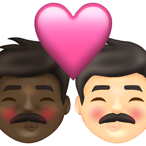 Kiss: Man, Man, Dark Skin Tone, Light Skin Tone