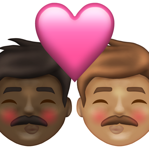 Kiss: Man, Man, Dark Skin Tone, Medium Skin Tone