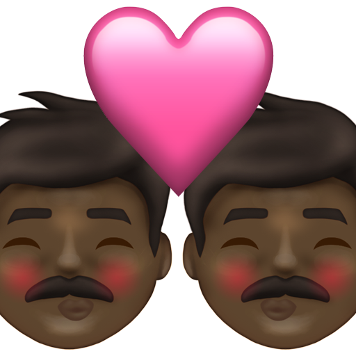 Kiss: Man, Man, Dark Skin Tone