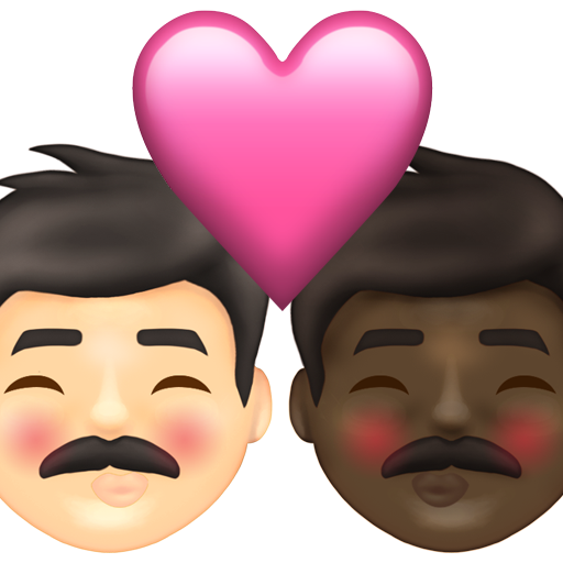 Kiss: Man, Man, Light Skin Tone, Dark Skin Tone