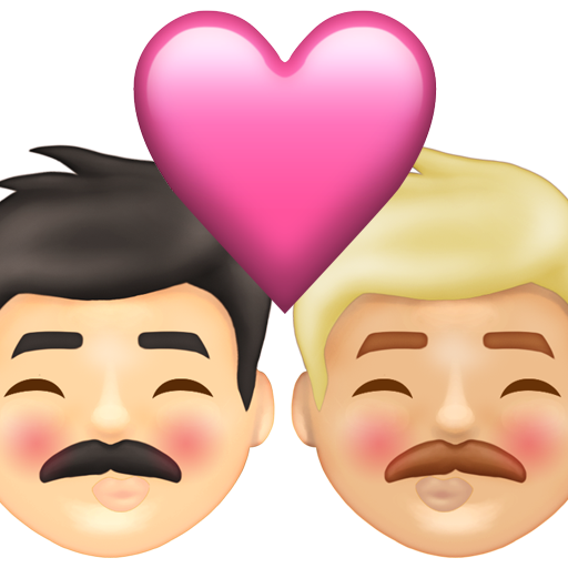 Kiss: Man, Man, Light Skin Tone, Medium-Light Skin Tone