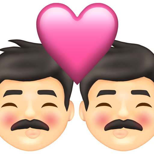 Kiss: Man, Man, Light Skin Tone