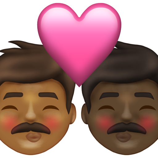 Kiss: Man, Man, Medium-Dark Skin Tone, Dark Skin Tone