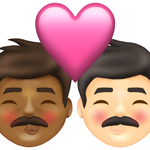 Kiss: Man, Man, Medium-Dark Skin Tone, Light Skin Tone