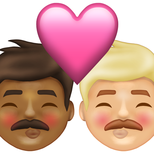 Kiss: Man, Man, Medium-Dark Skin Tone, Medium-Light Skin Tone