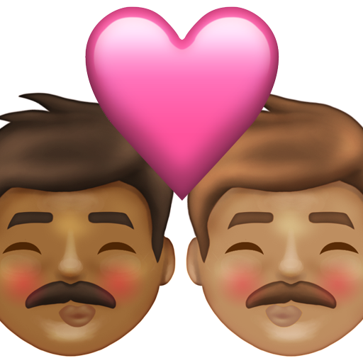 Kiss: Man, Man, Medium-Dark Skin Tone, Medium Skin Tone