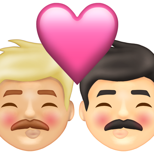 Kiss: Man, Man, Medium-Light Skin Tone, Light Skin Tone