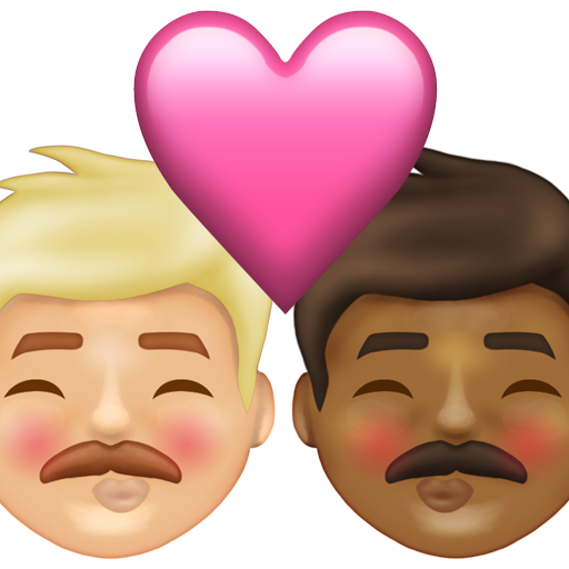 Kiss: Man, Man, Medium-Light Skin Tone, Medium-Dark Skin Tone