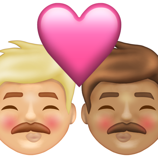 Kiss: Man, Man, Medium-Light Skin Tone, Medium Skin Tone