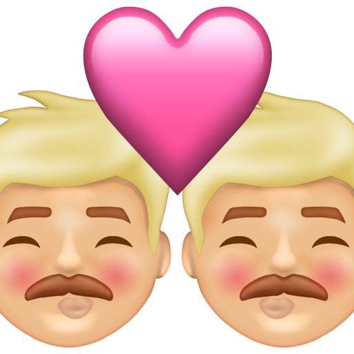 Kiss: Man, Man, Medium-Light Skin Tone