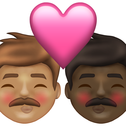 Kiss: Man, Man, Medium Skin Tone, Dark Skin Tone