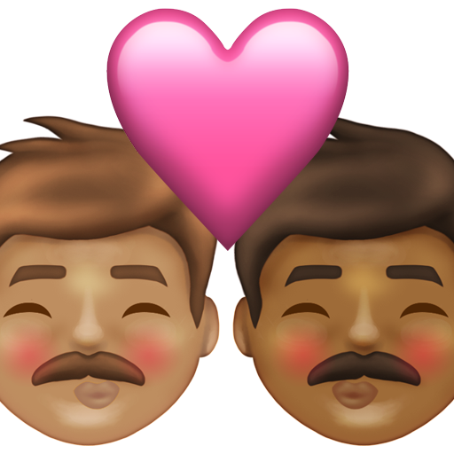 Kiss: Man, Man, Medium Skin Tone, Medium-Dark Skin Tone