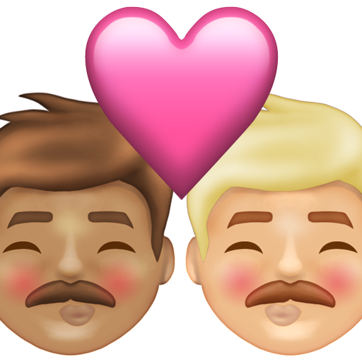 Kiss: Man, Man, Medium Skin Tone, Medium-Light Skin Tone