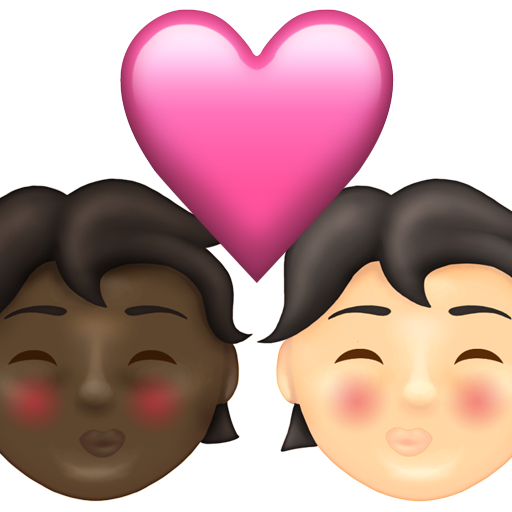 Kiss: Person, Person, Dark Skin Tone, Light Skin Tone