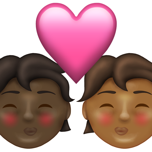 Kiss: Person, Person, Dark Skin Tone, Medium-Dark Skin Tone