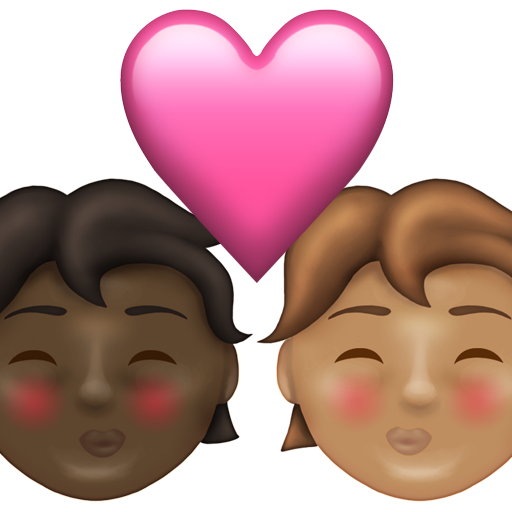 Kiss: Person, Person, Dark Skin Tone, Medium Skin Tone