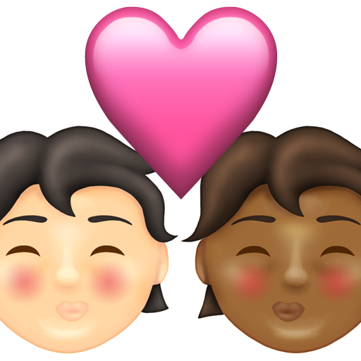 Kiss: Person, Person, Light Skin Tone, Medium-Dark Skin Tone