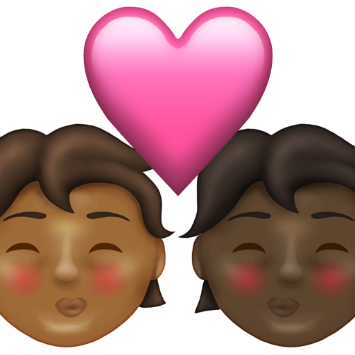 Kiss: Person, Person, Medium-Dark Skin Tone, Dark Skin Tone