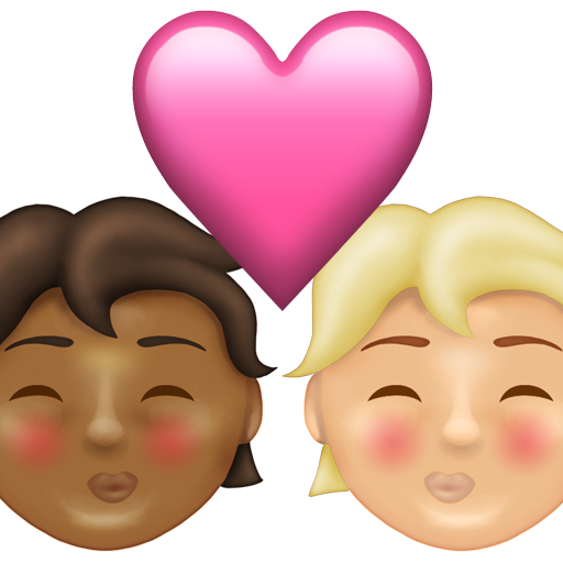 Kiss: Person, Person, Medium-Dark Skin Tone, Medium-Light Skin Tone
