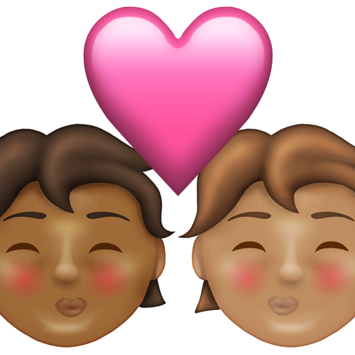Kiss: Person, Person, Medium-Dark Skin Tone, Medium Skin Tone