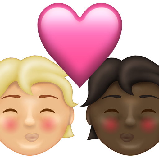 Kiss: Person, Person, Medium-Light Skin Tone, Dark Skin Tone