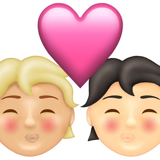 Kiss: Person, Person, Medium-Light Skin Tone, Light Skin Tone