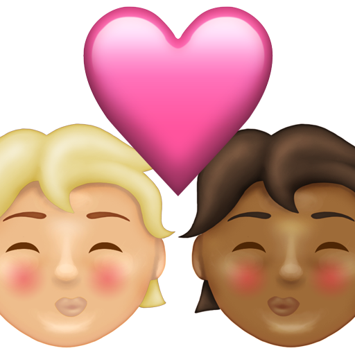 Kiss: Person, Person, Medium-Light Skin Tone, Medium-Dark Skin Tone