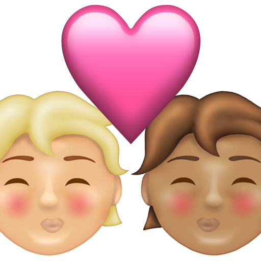 Kiss: Person, Person, Medium-Light Skin Tone, Medium Skin Tone