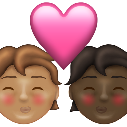 Kiss: Person, Person, Medium Skin Tone, Dark Skin Tone