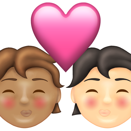 Kiss: Person, Person, Medium Skin Tone, Light Skin Tone