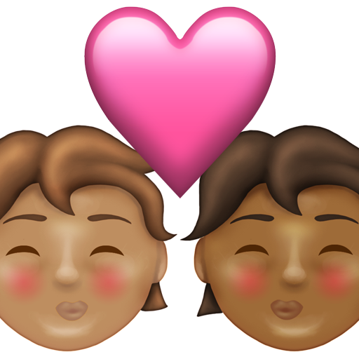 Kiss: Person, Person, Medium Skin Tone, Medium-Dark Skin Tone