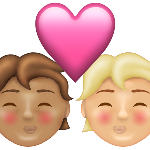 Kiss: Person, Person, Medium Skin Tone, Medium-Light Skin Tone