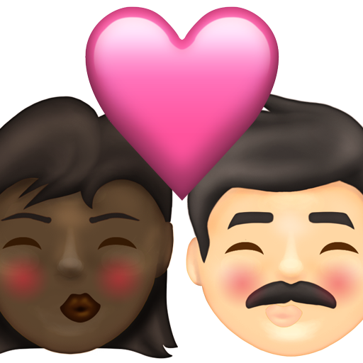 Kiss: Woman, Man, Dark Skin Tone, Light Skin Tone