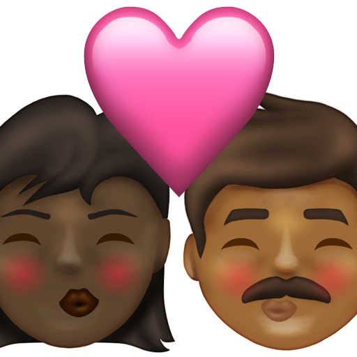 Kiss: Woman, Man, Dark Skin Tone, Medium-Dark Skin Tone