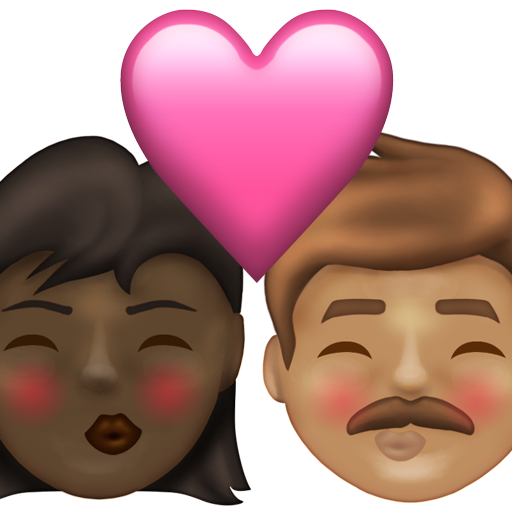 Kiss: Woman, Man, Dark Skin Tone, Medium Skin Tone