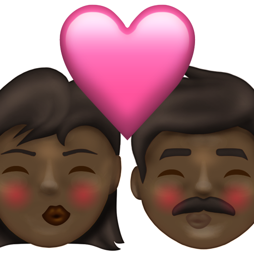 Kiss: Woman, Man, Dark Skin Tone