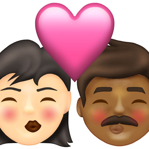 Kiss: Woman, Man, Light Skin Tone, Medium-Dark Skin Tone