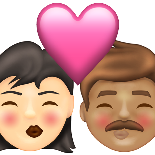 Kiss: Woman, Man, Light Skin Tone, Medium Skin Tone