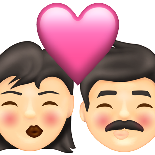 Kiss: Woman, Man, Light Skin Tone