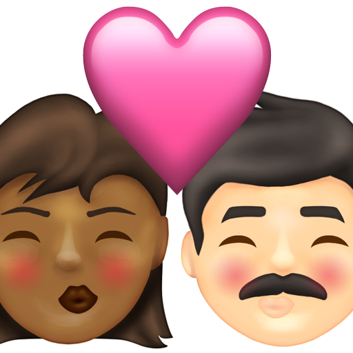 Kiss: Woman, Man, Medium-Dark Skin Tone, Light Skin Tone