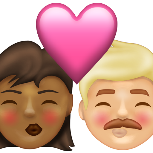 Kiss: Woman, Man, Medium-Dark Skin Tone, Medium-Light Skin Tone