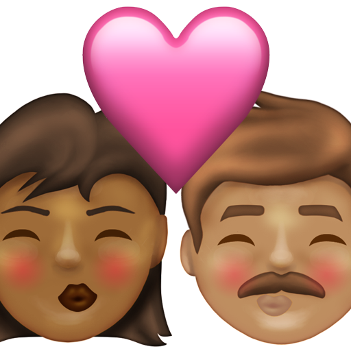 Kiss: Woman, Man, Medium-Dark Skin Tone, Medium Skin Tone
