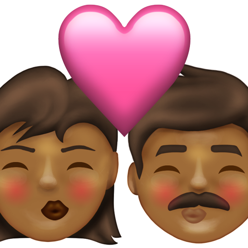 Kiss: Woman, Man, Medium-Dark Skin Tone