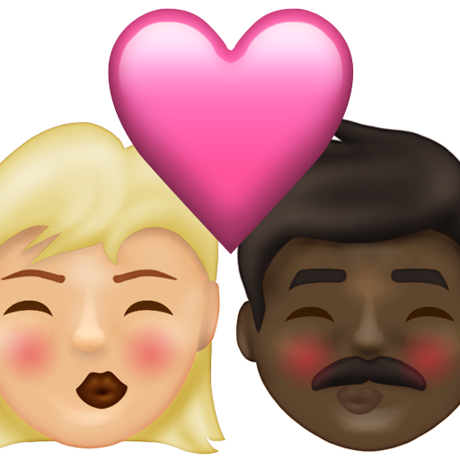 Kiss: Woman, Man, Medium-Light Skin Tone, Dark Skin Tone