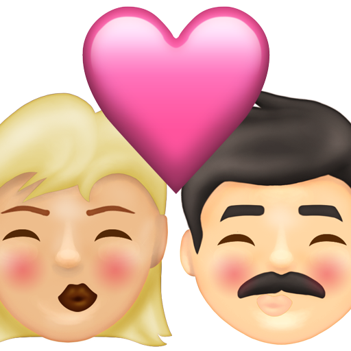Kiss: Woman, Man, Medium-Light Skin Tone, Light Skin Tone